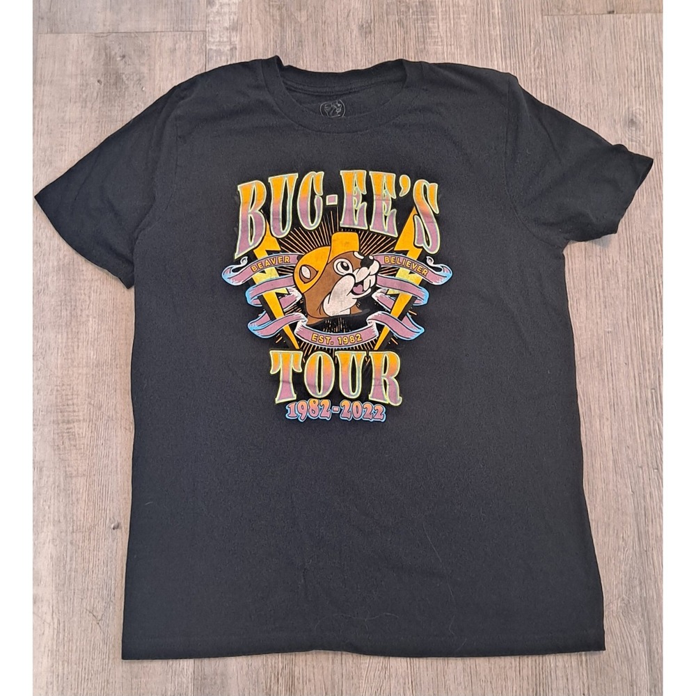 Buc-ee's Shirt Unisex Youth Large Black Buc-EE's Beaver‎ Believer Tour 1982-2022